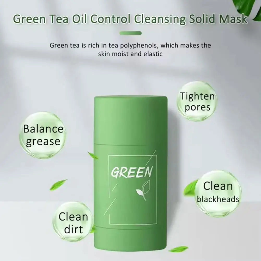 Green Tea Purifying Clay Mask Stick – Deep Cleansing Pore Minimizer & Blackhead Remover for Oily Skin