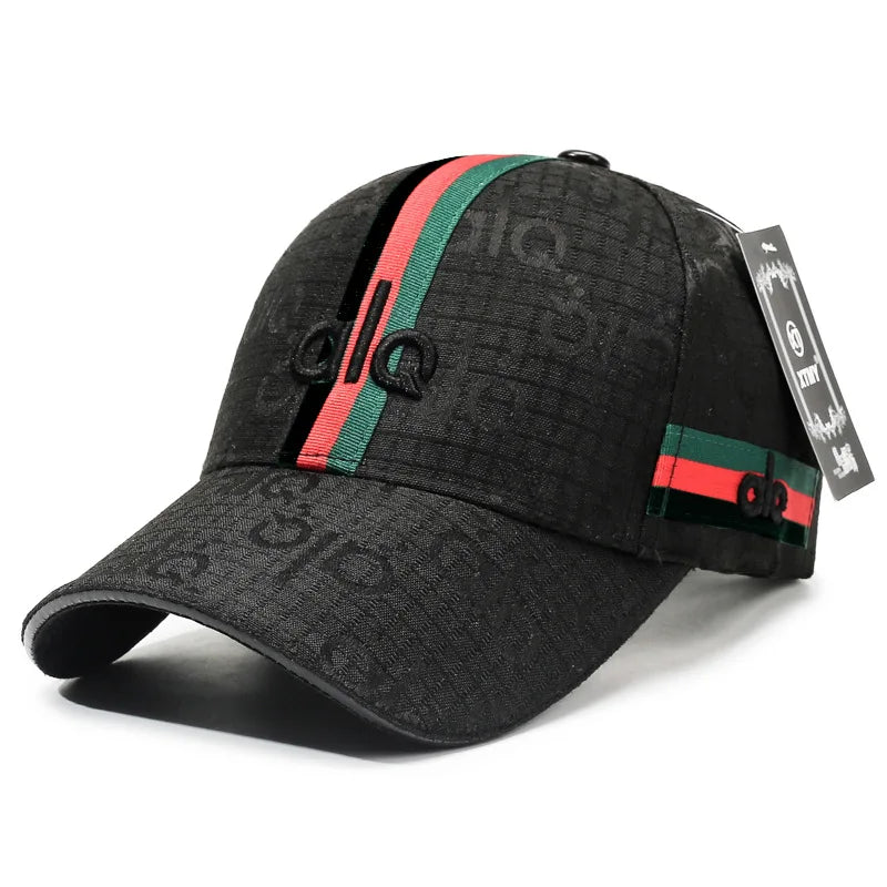 Designer Jacquard Striped Baseball Cap – Unisex 3D Embroidered Luxury Streetwear Hat