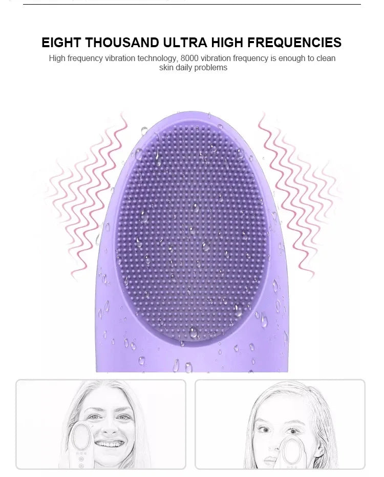 5-in-1 Sonic Electric Facial Cleansing Brush & Thermal Eye Massager – Waterproof Silicone Face Scrubber with Interchangeable Heads