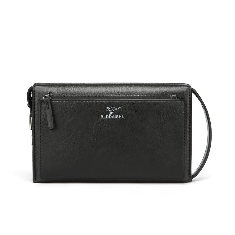 Leather Clutch Bag with Combination Lock – Multi-Compartment Business Handbag & Wristlet