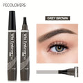PECOLOVERS Wild Eyebrow Pen - 4-Fork Microblading Tattoo Tint & Waterproof Liquid Brow Pencil