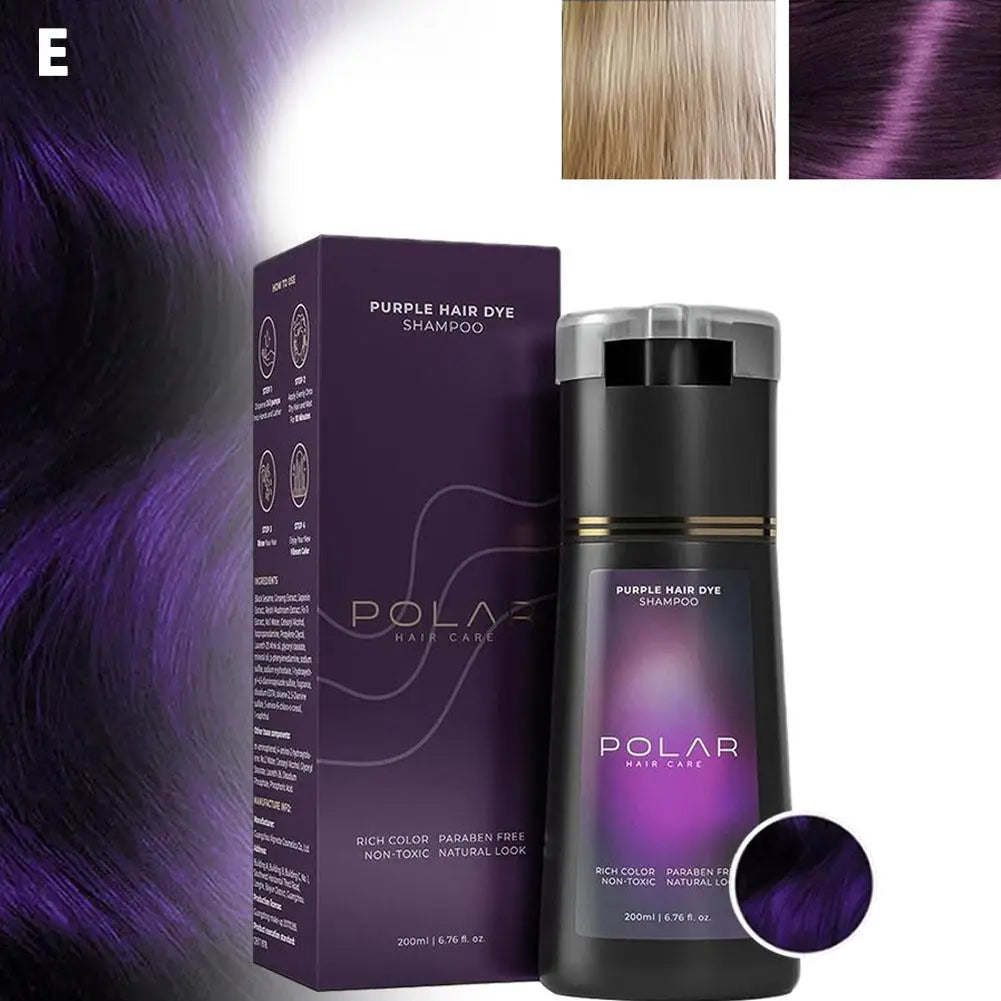 POLAR Hair Care 200ml Herbal Hair Dye Shampoo – 10-Minute Instant Grey Coverage & Nourishing Color