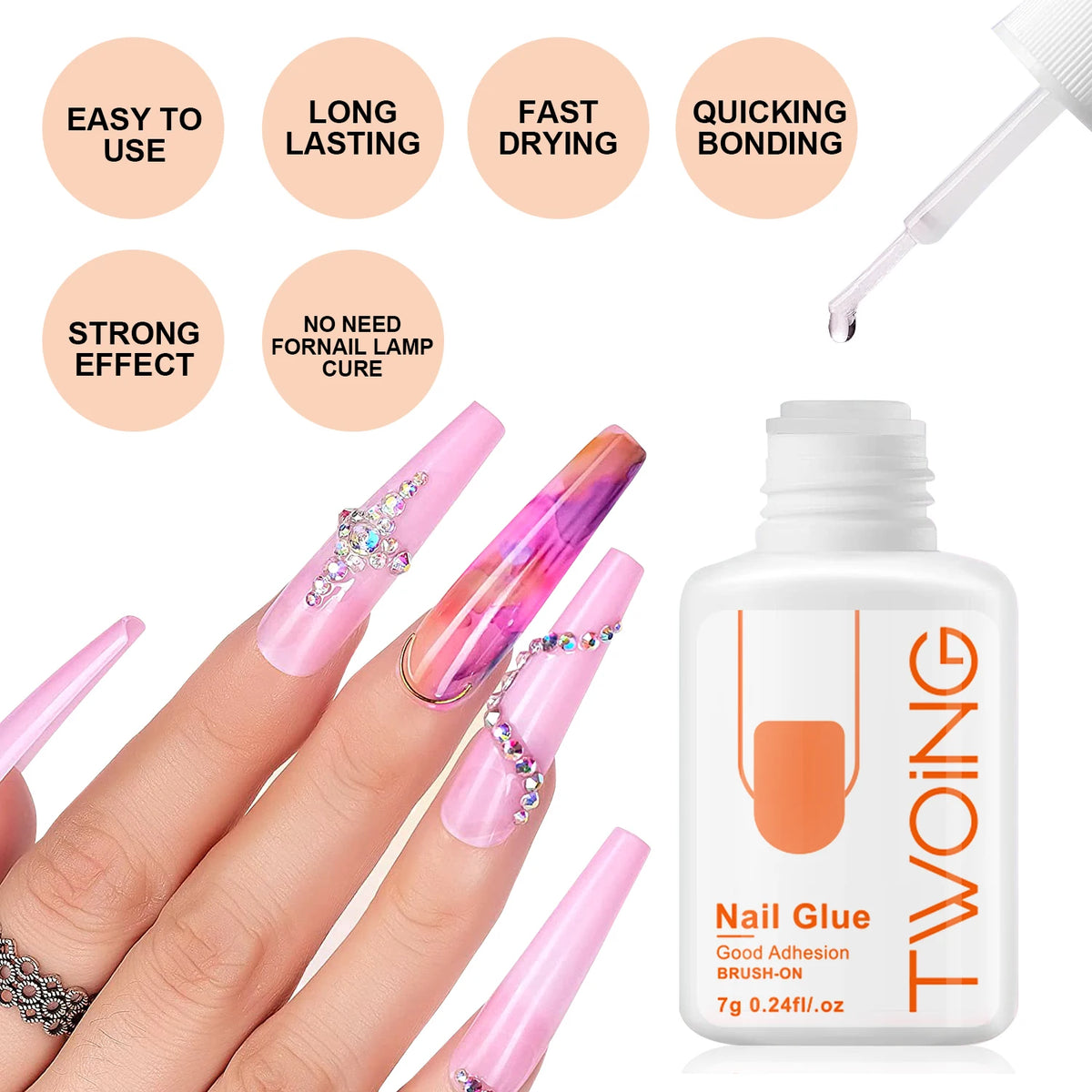TWOING Brush-On Nail Glue | Glue & Debonder Set Option