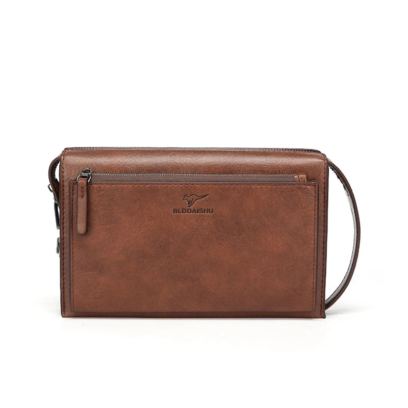 Leather Clutch Bag with Combination Lock – Multi-Compartment Business Handbag & Wristlet