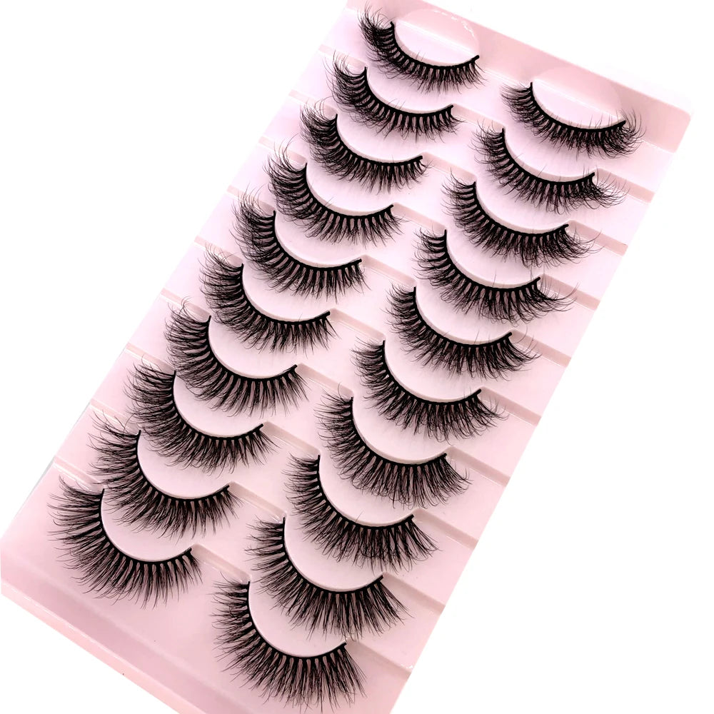 AMSDEN® 10 Pairs Dramatic Volume Faux Mink Eyelashes - Fluffy & Wispy False Lashes Bulk Pack