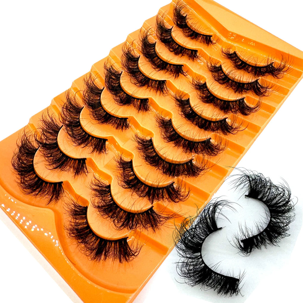 AMSDEN® 10 Pairs Dramatic Volume Faux Mink Eyelashes - Fluffy & Wispy False Lashes Bulk Pack