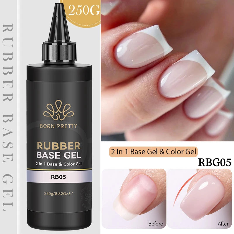 BORN PRETTY 250g Rubber Base Gel Refill – 2-in-1 Builder & Color Base Coat