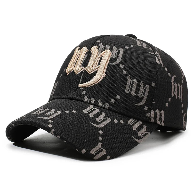 Luxury Monogram Embroidered Baseball Cap – Unisex Gothic Lettering Streetwear Dad Hat