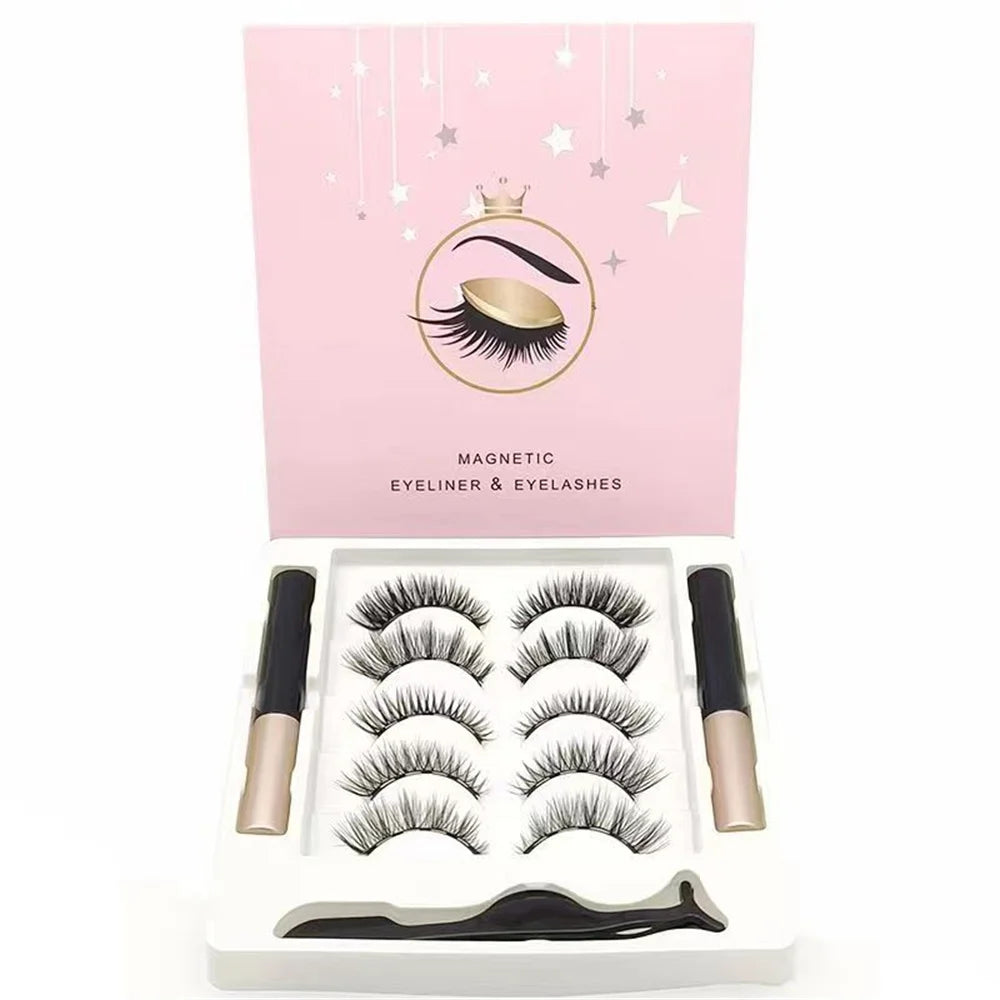 5 Pairs Magnetic Eyeliner and Eyelash Kit with Applicator - Natural & Voluminous Styles