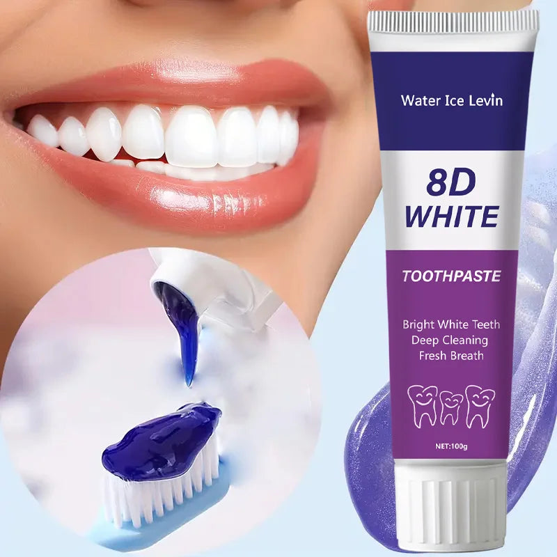 8D White™ Purple Color Corrector Toothpaste – Instant Teeth Whitening & Deep Stain Removal (100g)