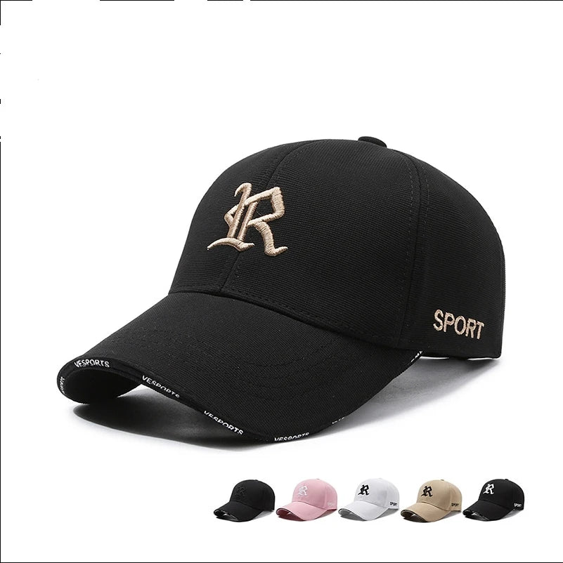 Gothic Letter R Embroidered Baseball Cap – Sport Luxe Curved Brim Hat