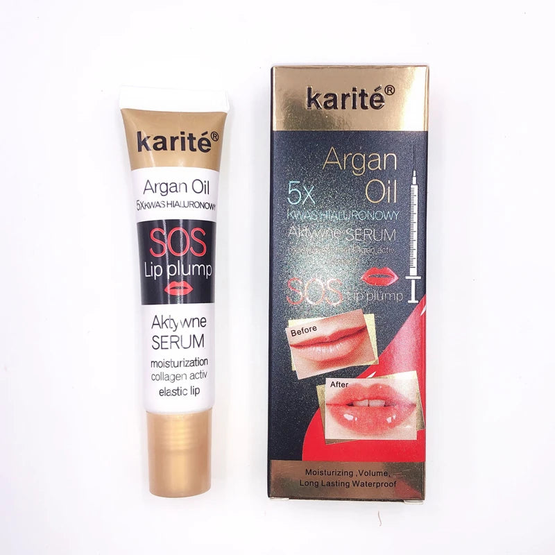 Karité SOS Lip Plump Active Serum | 5x Hyaluronic Acid & Argan Oil Volumizing Lip Gloss