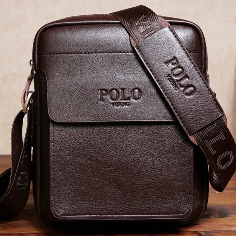 Men's Vertical Leather Crossbody Bag – Compact Messenger Shoulder Bag for Travel & Everyday Carry