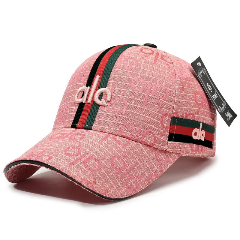 Designer Jacquard Striped Baseball Cap – Unisex 3D Embroidered Luxury Streetwear Hat