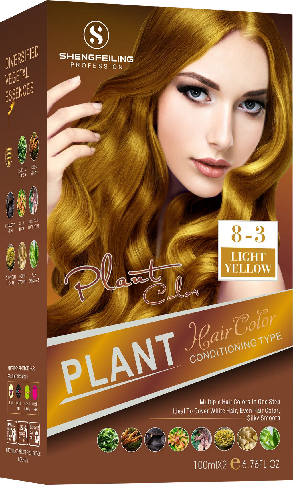SHENGFEILING 8-in-1 Herbal Conditioning Hair Color Kit (200ml) – 100% Gray Coverage Botanical Hair Dye
