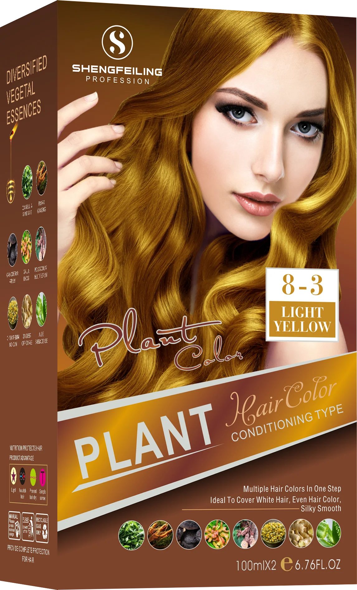 SHENGFEILING 8-in-1 Herbal Conditioning Hair Color Kit (200ml) – 100% Gray Coverage Botanical Hair Dye