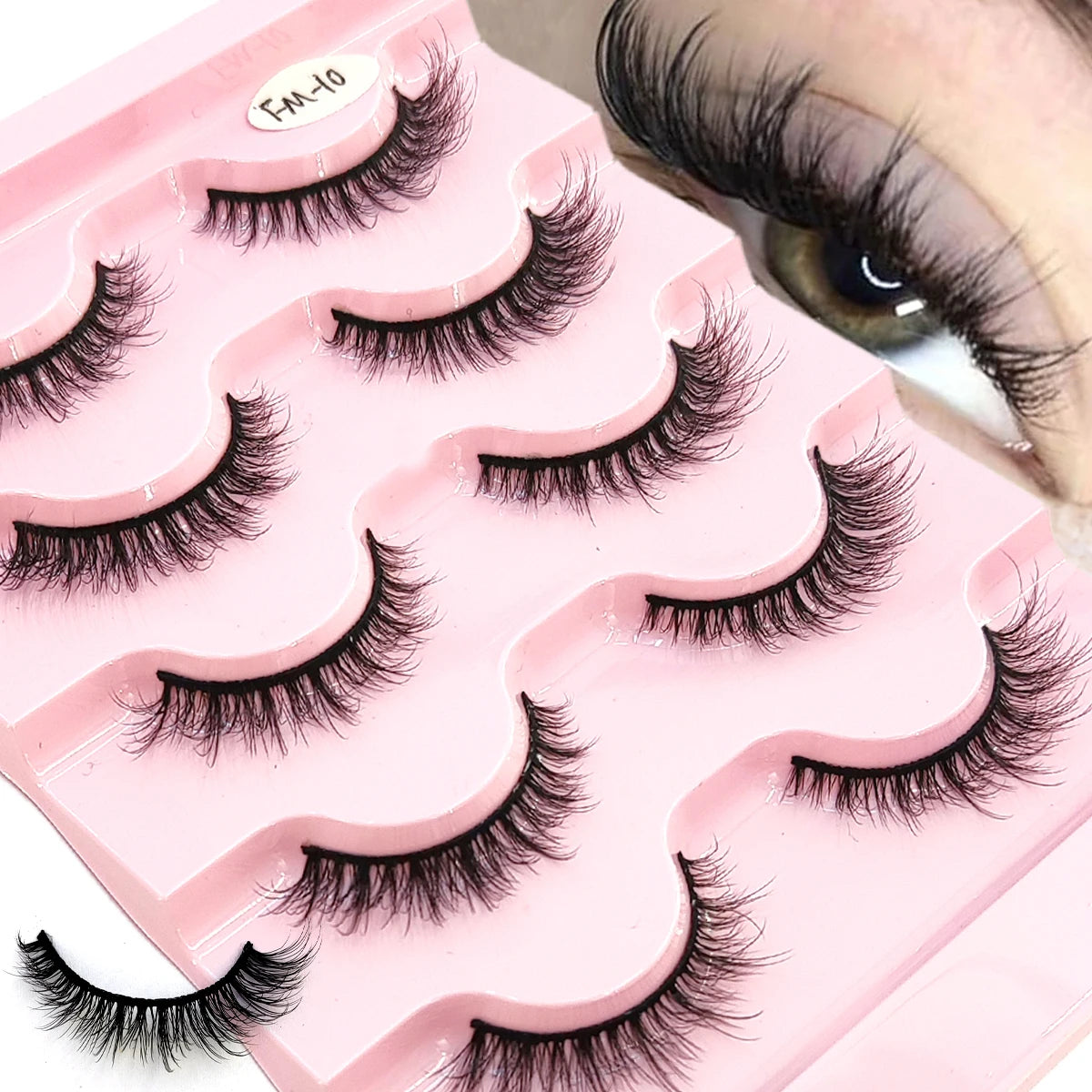AMSDEN® 10 Pairs Dramatic Volume Faux Mink Eyelashes - Fluffy & Wispy False Lashes Bulk Pack