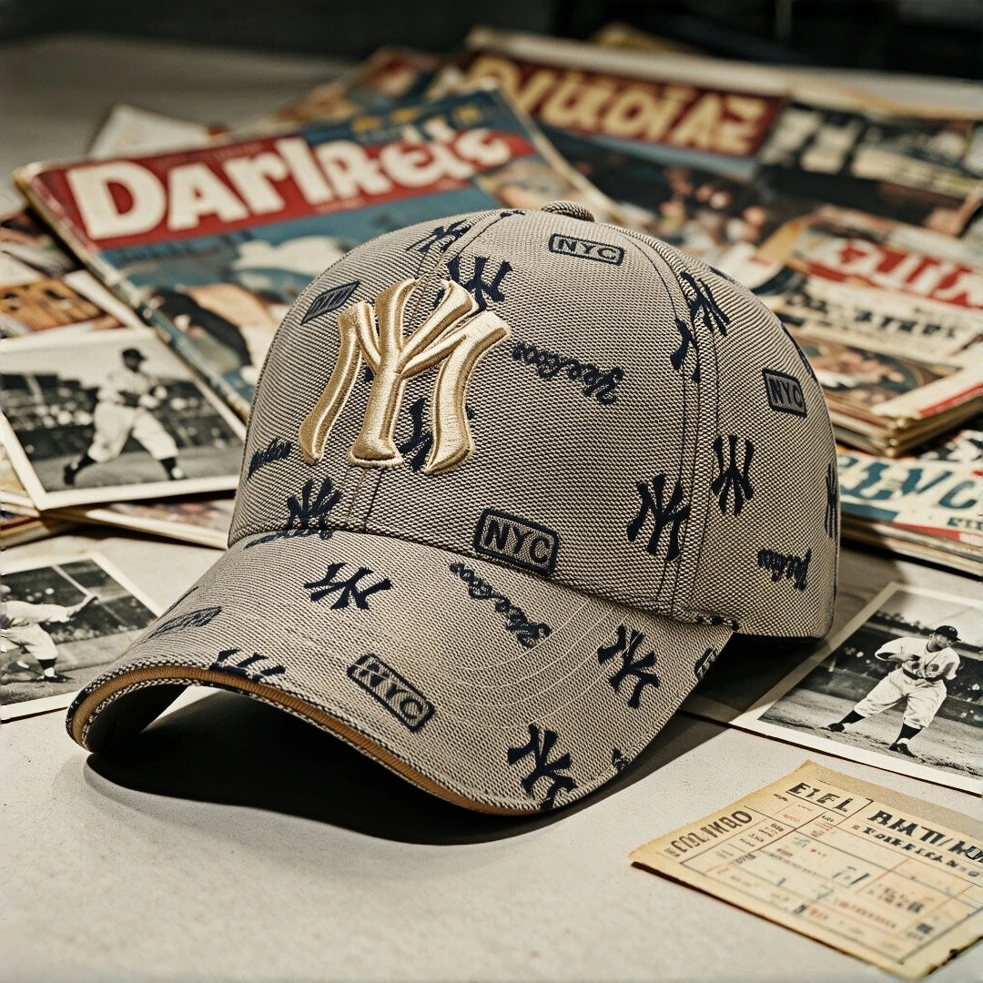 Vintage NY Monogram Embroidered Baseball Cap – Unisex Jacquard Streetwear Dad Hat