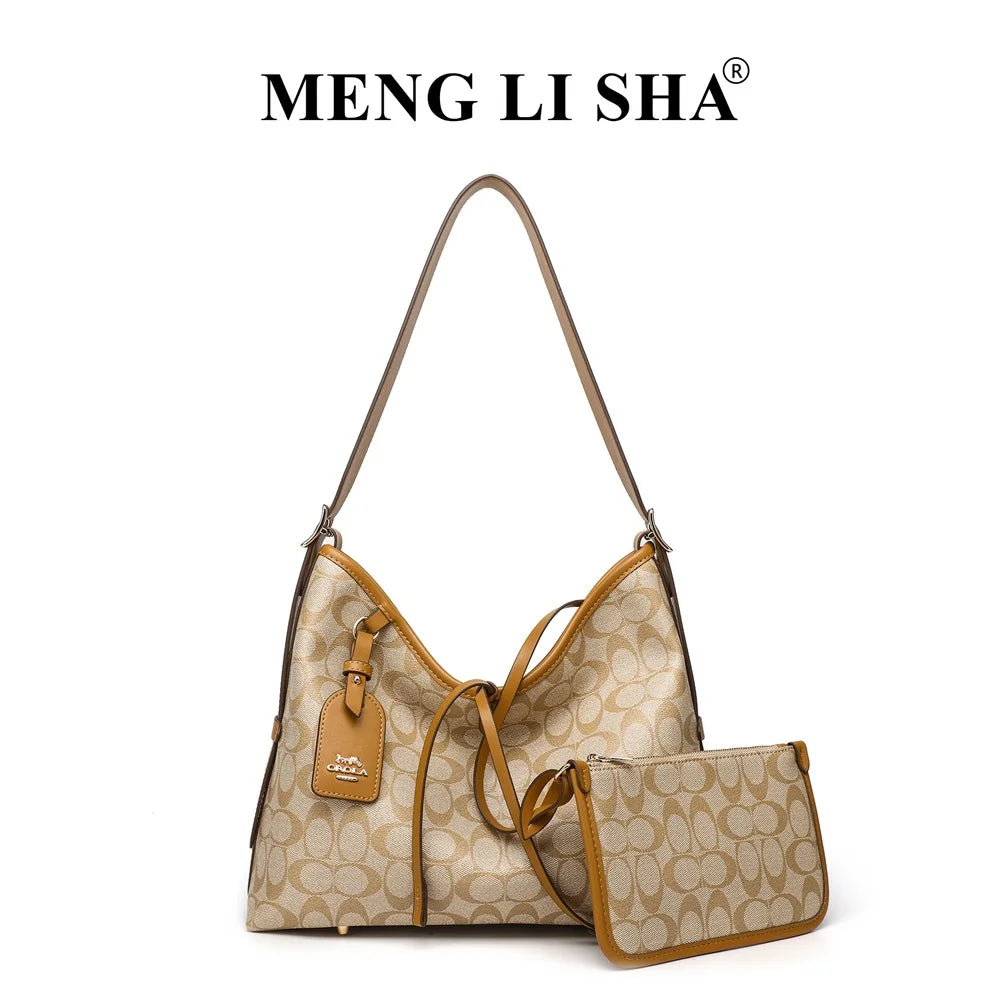Monogram Slouchy Hobo Shoulder Bag with Matching Zipper Pouch (2-Piece Set)