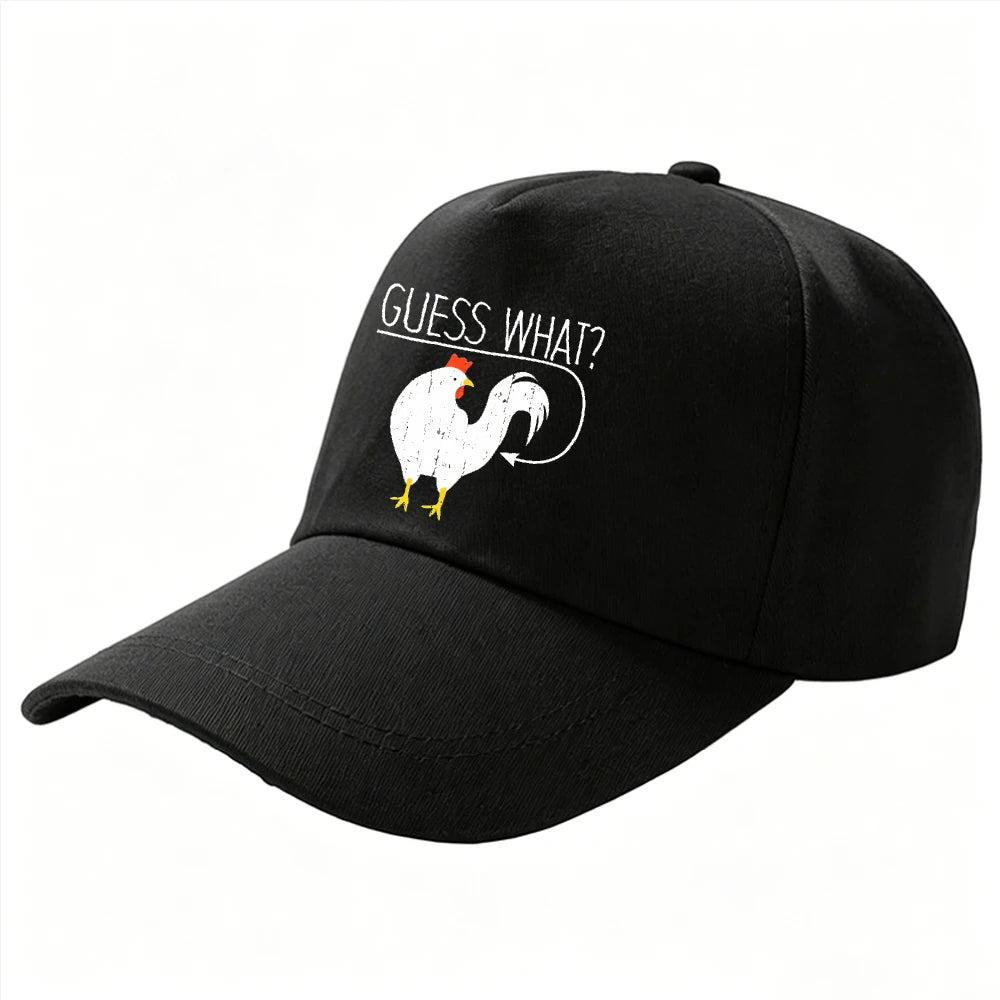 Guess What? Chicken Butt Funny Graphic Baseball Cap – Adjustable Cotton Dad Hat