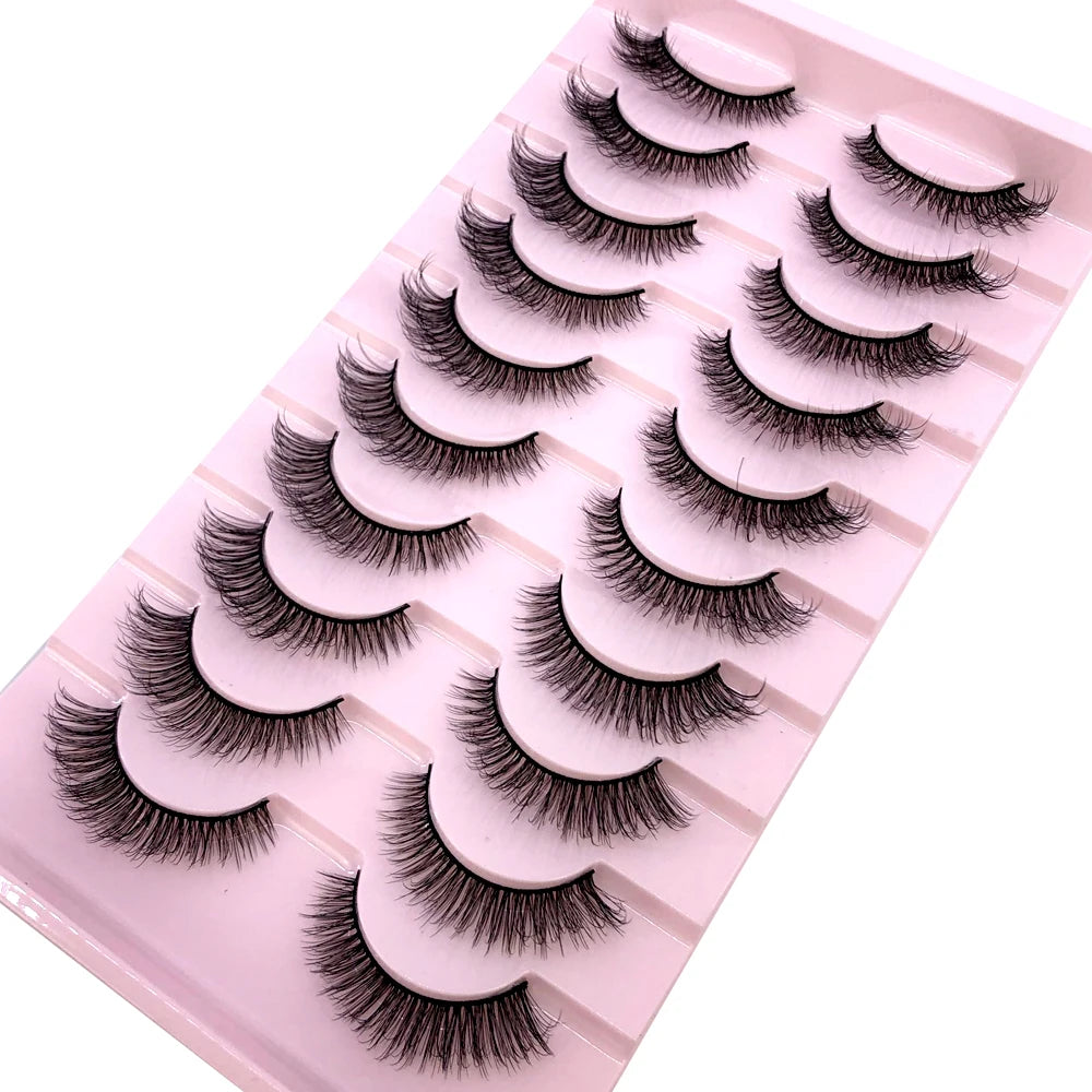 AMSDEN® 10 Pairs Dramatic Volume Faux Mink Eyelashes - Fluffy & Wispy False Lashes Bulk Pack