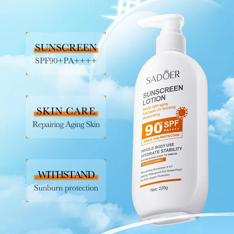 SADOER SPF 90+ High Protection Sunscreen Lotion with Aloe & Vitamin