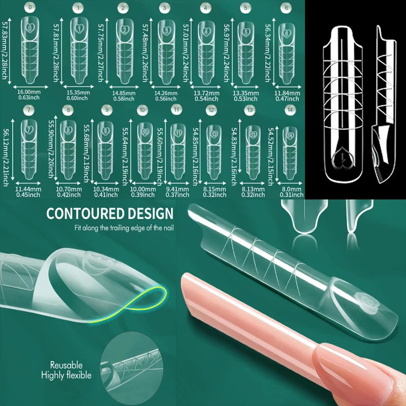 Sandwich Dual Forms Nail Extension Mold Kit - Multiple Shapes and Sizes