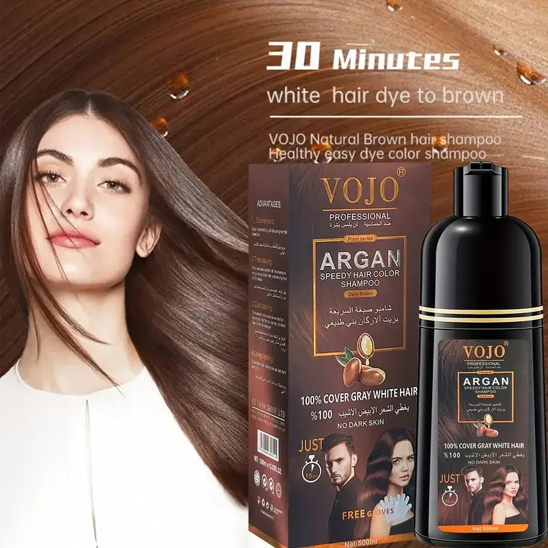 VOJO Professional 500ml Argan Speedy Hair Color Shampoo – Instant Gray Hair Coverage