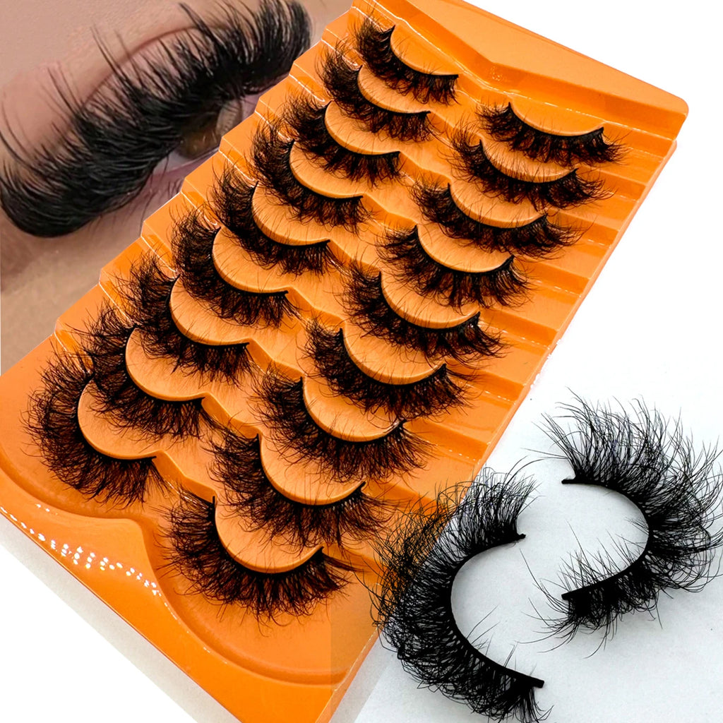 AMSDEN® 10 Pairs Dramatic Volume Faux Mink Eyelashes - Fluffy & Wispy False Lashes Bulk Pack