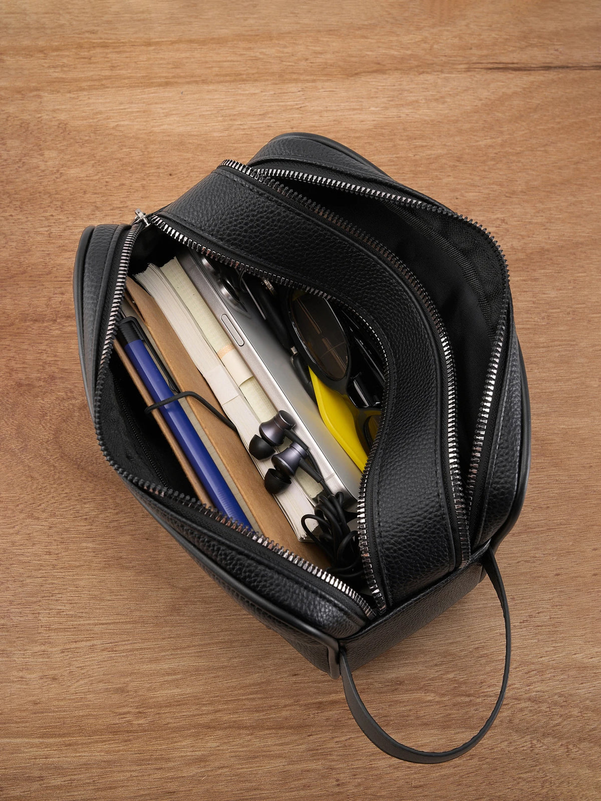Kaiduch Premium Dual-Zip Leather Toiletry & Clutch Bag