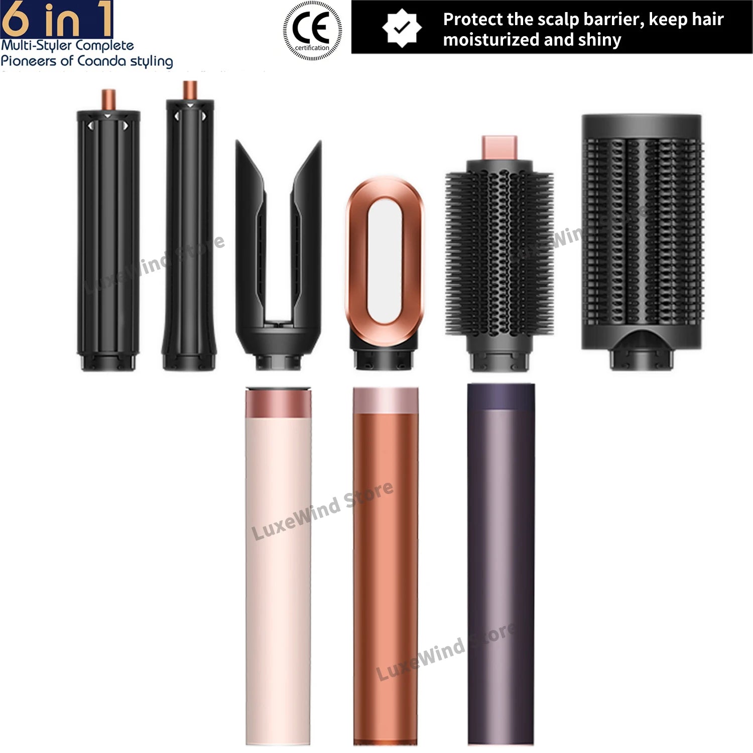 6-in-1 Air Styler & Hair Dryer Multi-Styler Set – Professional Coanda Airflow Curling, Straightening & Volumizing Tool