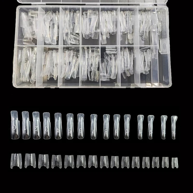 240pcs Sandwich-Style Dual Form Set for Nail Extension – Clear Top & Bottom Forms Kit