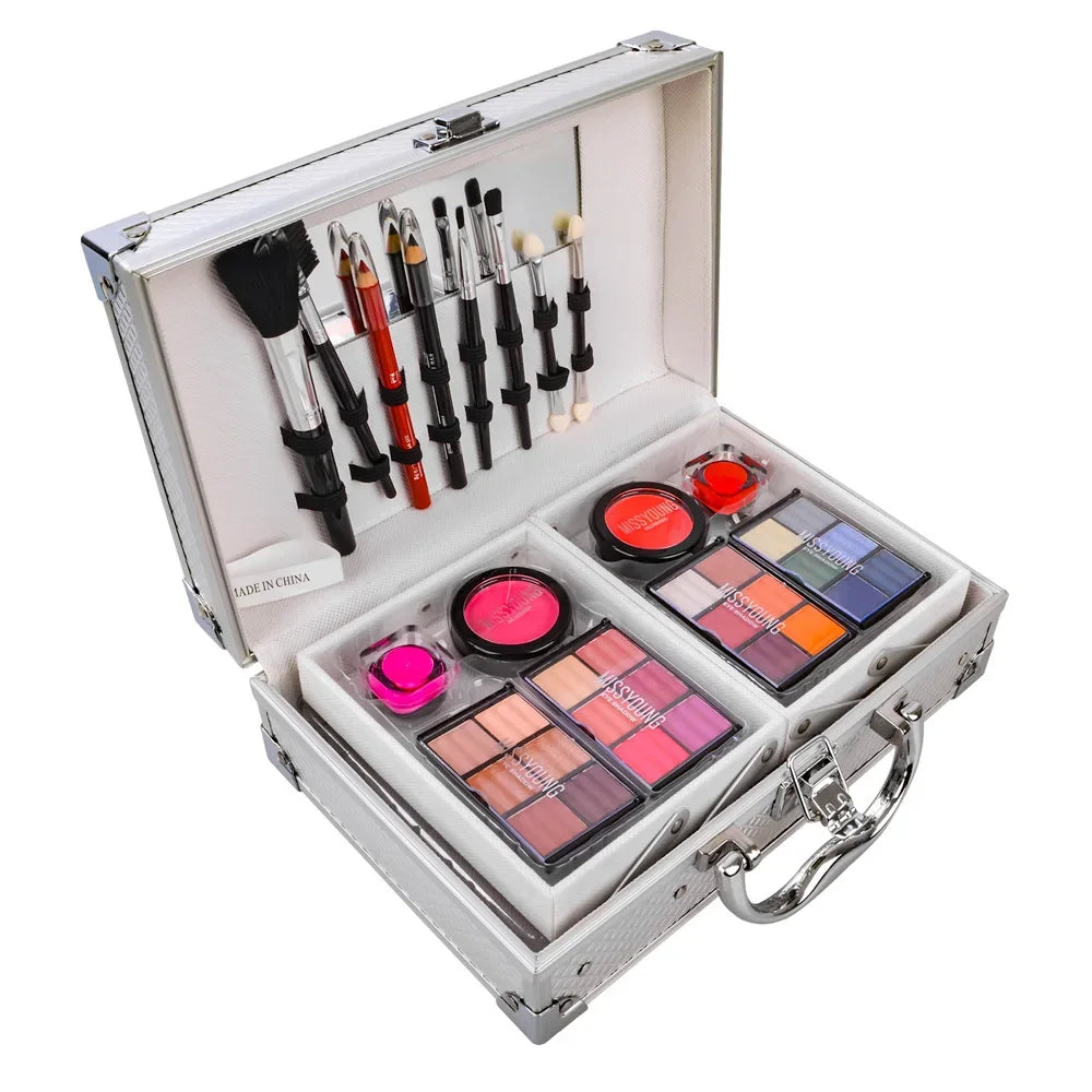 Miss Young Professional Makeup Kit – All-in-One Cosmetic Vanity Case with Cantilever Trays