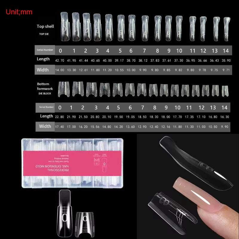 Sandwich Dual Forms Nail Extension Mold Kit - Multiple Shapes and Sizes