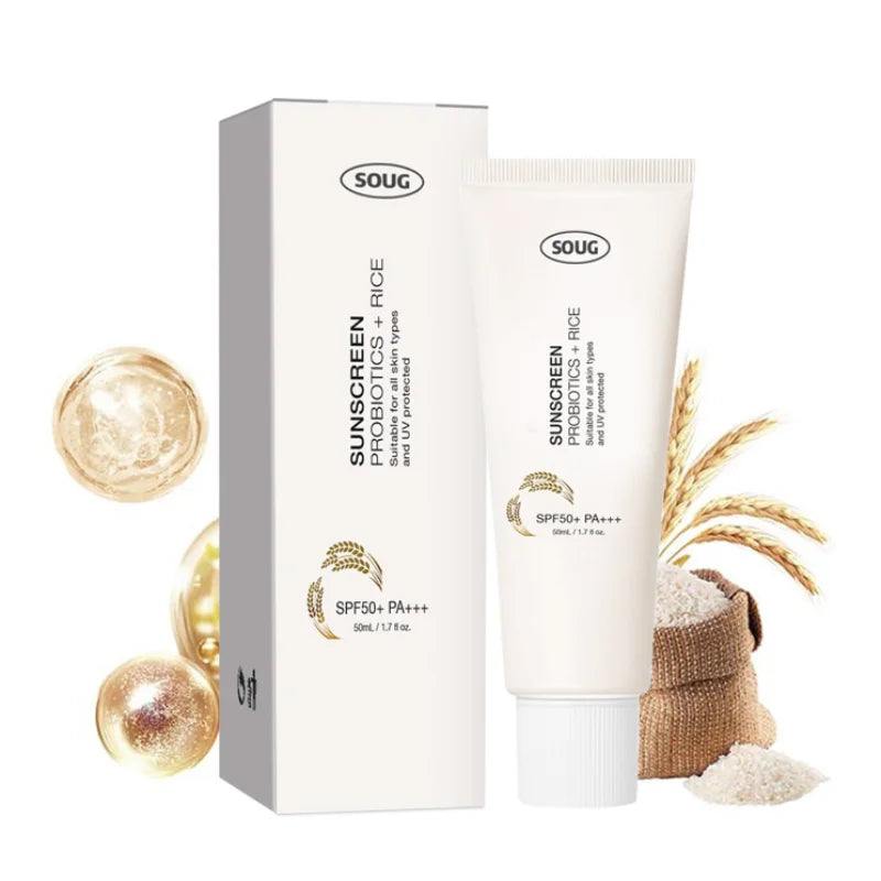 SOUG Rice + Probiotics Sunscreen SPF50+ PA+++ (50ml) – Daily Hydrating Broad Spectrum UV Sun Protection for Face & Body