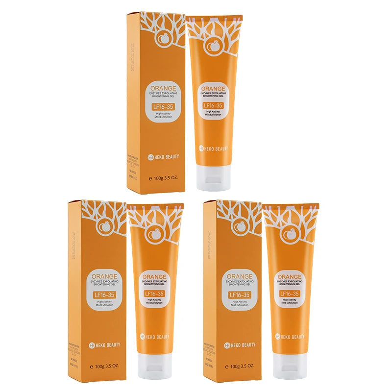 Heko Beauty Orange Enzymes Exfoliating Brightening Gel – Gentle Peeling Gel Face & Body Scrub with Vitamin C & Hyaluronic Acid