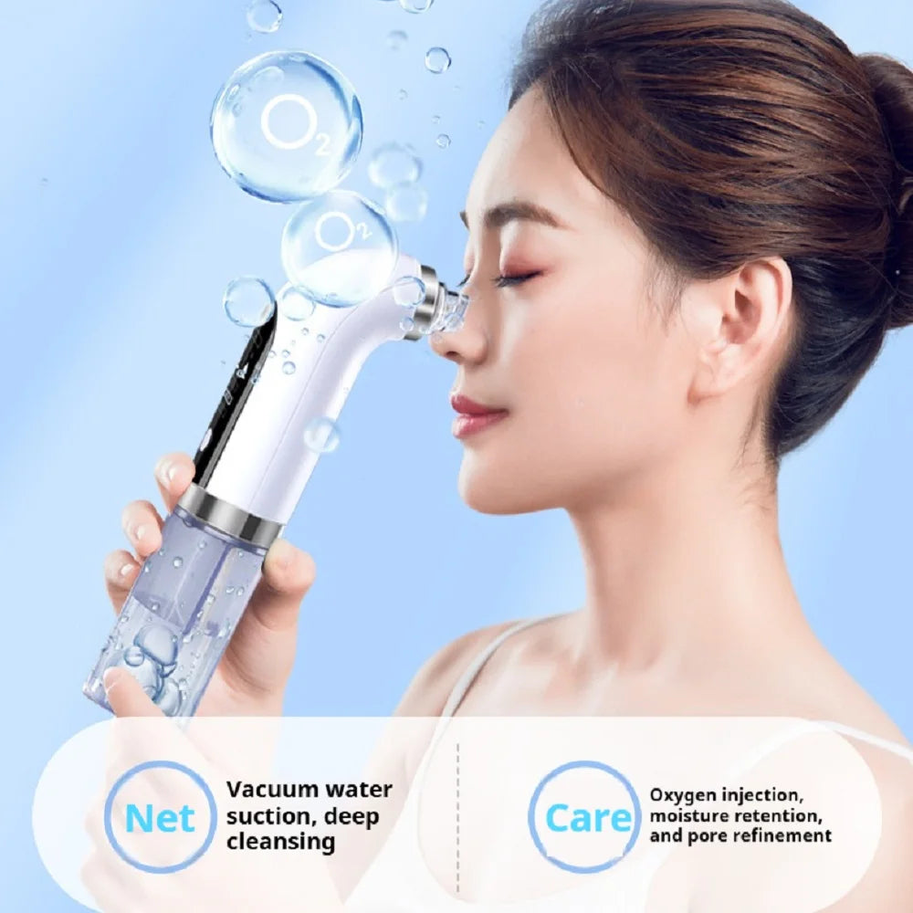 Hydro Facial Micro-Bubble Blackhead Remover – 5-in-1 Water Cycle Pore Cleaner & Oxygen Infusion Device