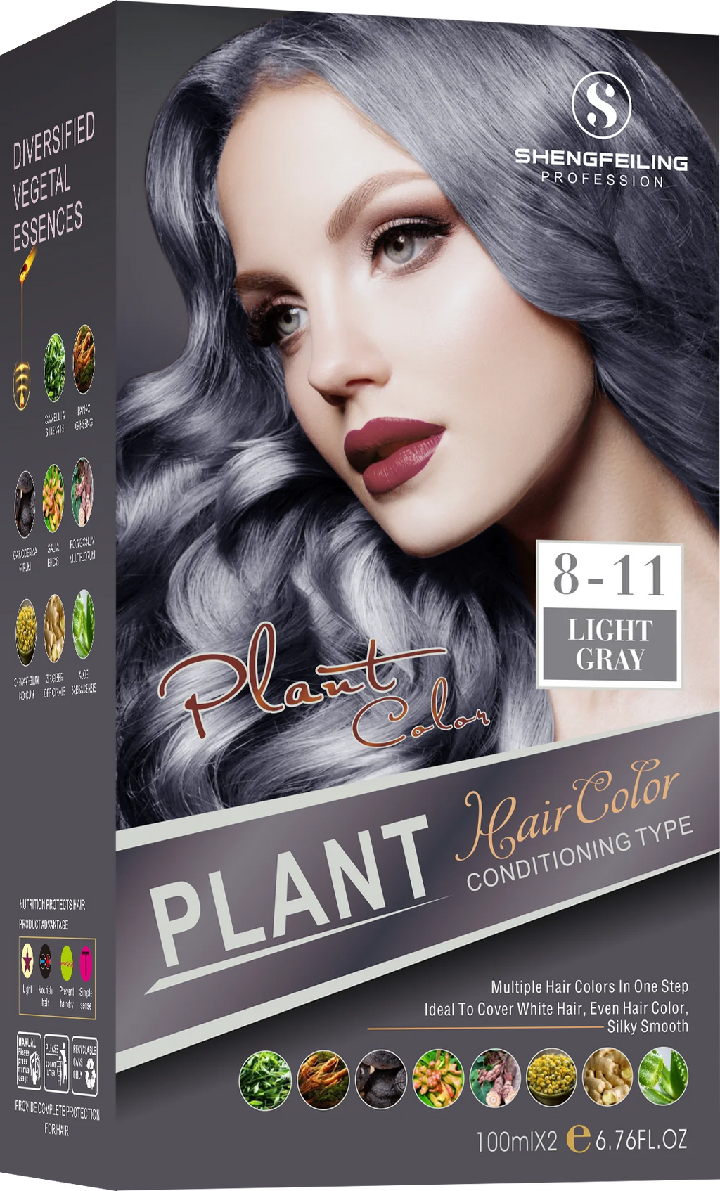 SHENGFEILING 8-in-1 Herbal Conditioning Hair Color Kit (200ml) – 100% Gray Coverage Botanical Hair Dye
