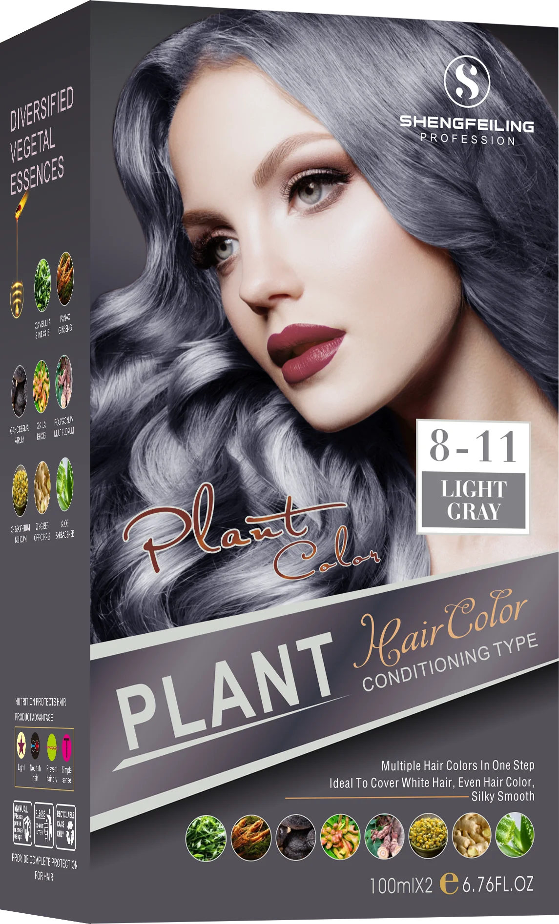 SHENGFEILING 8-in-1 Herbal Conditioning Hair Color Kit (200ml) – 100% Gray Coverage Botanical Hair Dye