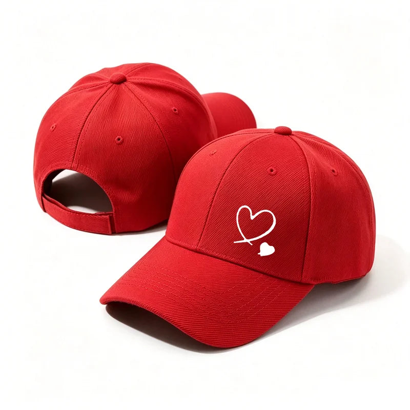 Minimalist Double Heart Embroidered Baseball Cap – Unisex Adjustable Cotton Dad Hat
