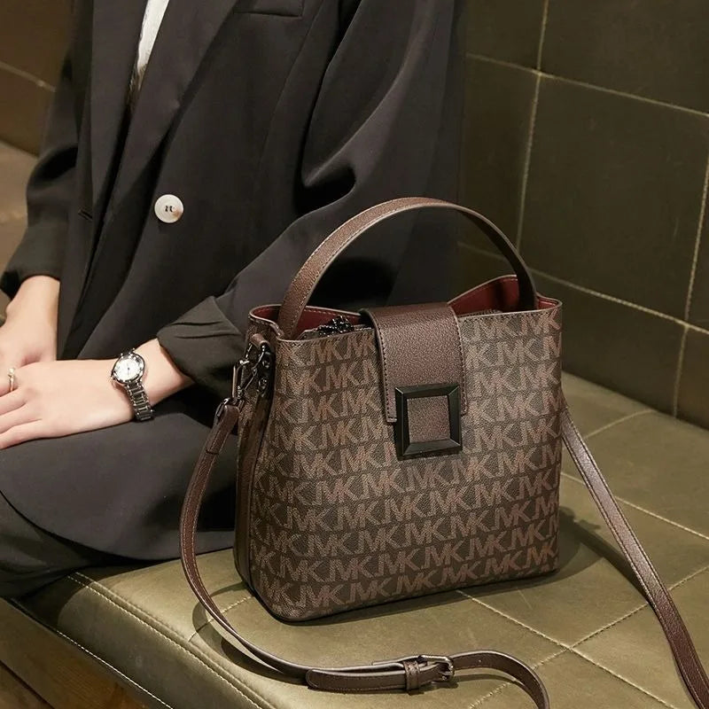 Vintage Monogram Bucket Bag – Elegant Crossbody & Top-Handle Shoulder Bag