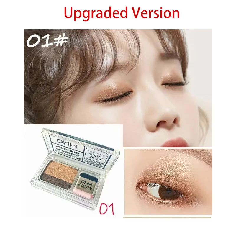 Lazy 2-Tone Gradated Eyeshadow Palette with Quick Brush | 1-Step Natural Gradient Shimmer