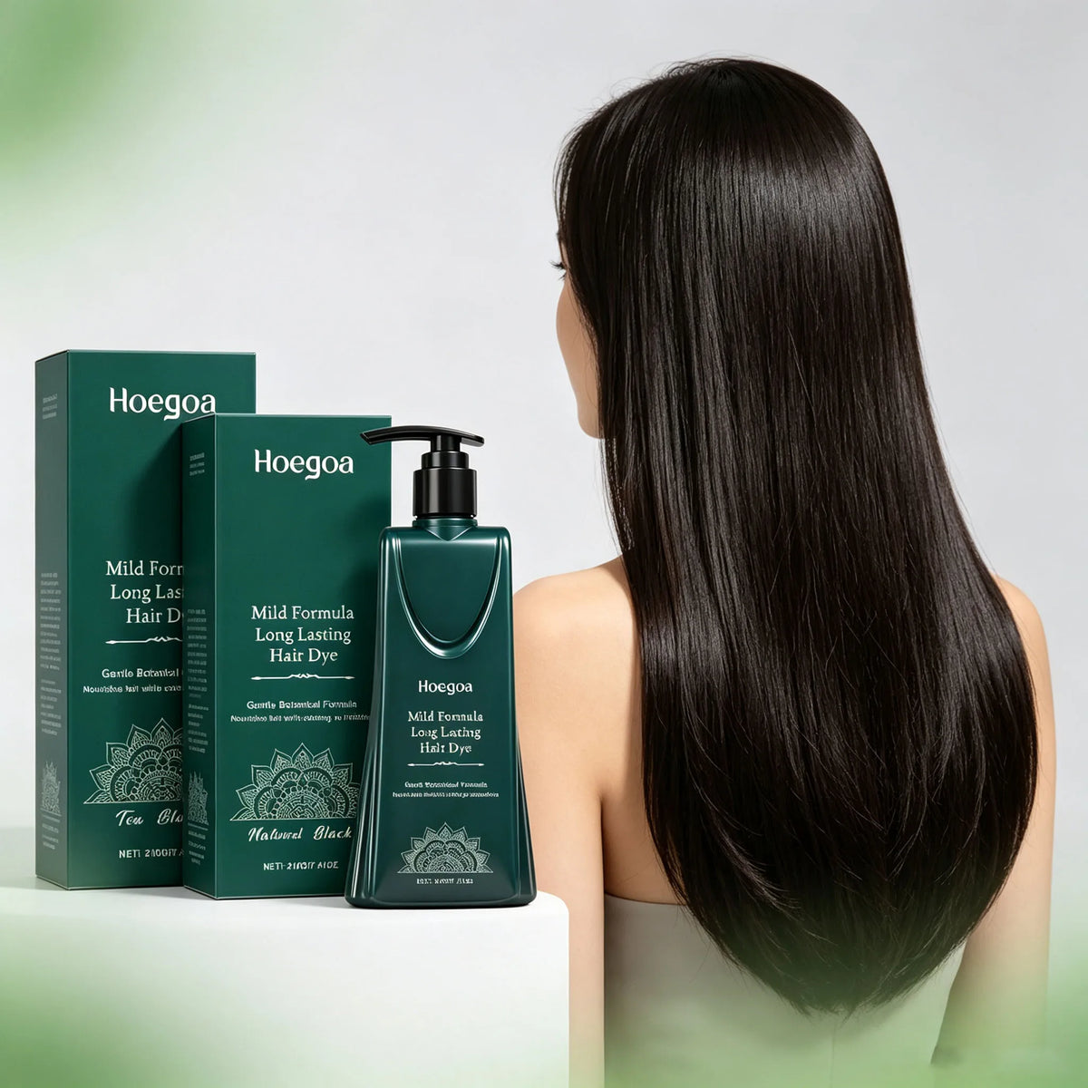 Hoegoa 210g Mild Botanical Hair Dye – Long-Lasting Nourishing Color Pump
