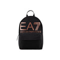 EA7 Emporio Armani Classic Unisex Backpack – Rose Gold Logo Laptop Daypack in Black