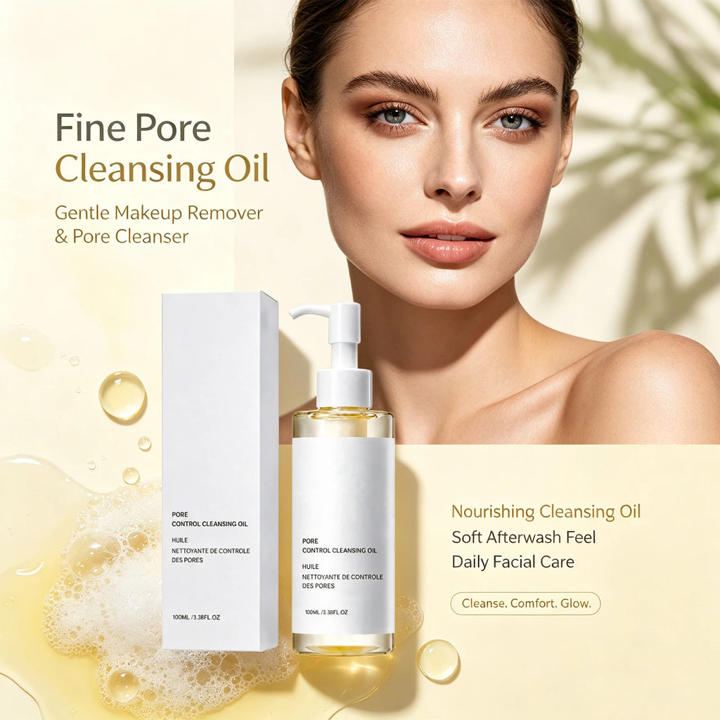 Fine Pore Control Cleansing Oil (100ml / 3.38 fl. oz) – Gentle Deep Pore Cleanser & Makeup Remover