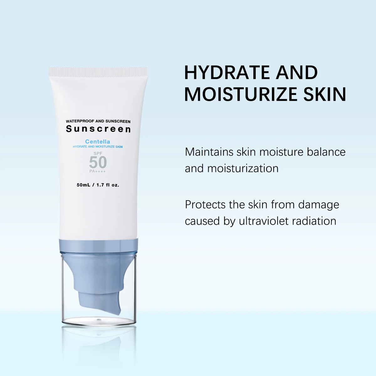 SOUG Centella Waterproof Sunscreen SPF50+ PA++++ (50ml) – Hydrating & Repairing Daily UV Defense with Niacinamide & Hyaluronic Acid