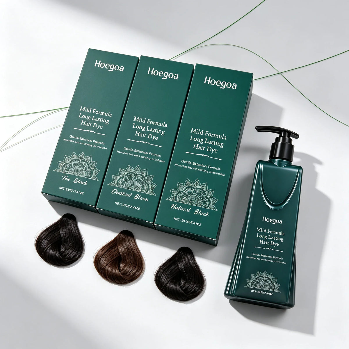 Hoegoa 210g Mild Botanical Hair Dye – Long-Lasting Nourishing Color Pump