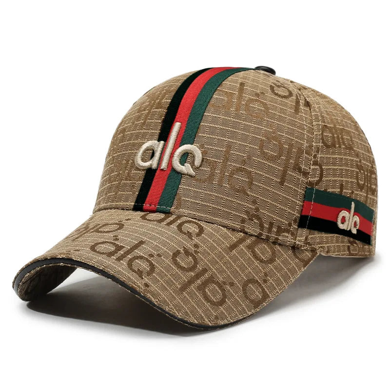 Designer Jacquard Striped Baseball Cap – Unisex 3D Embroidered Luxury Streetwear Hat