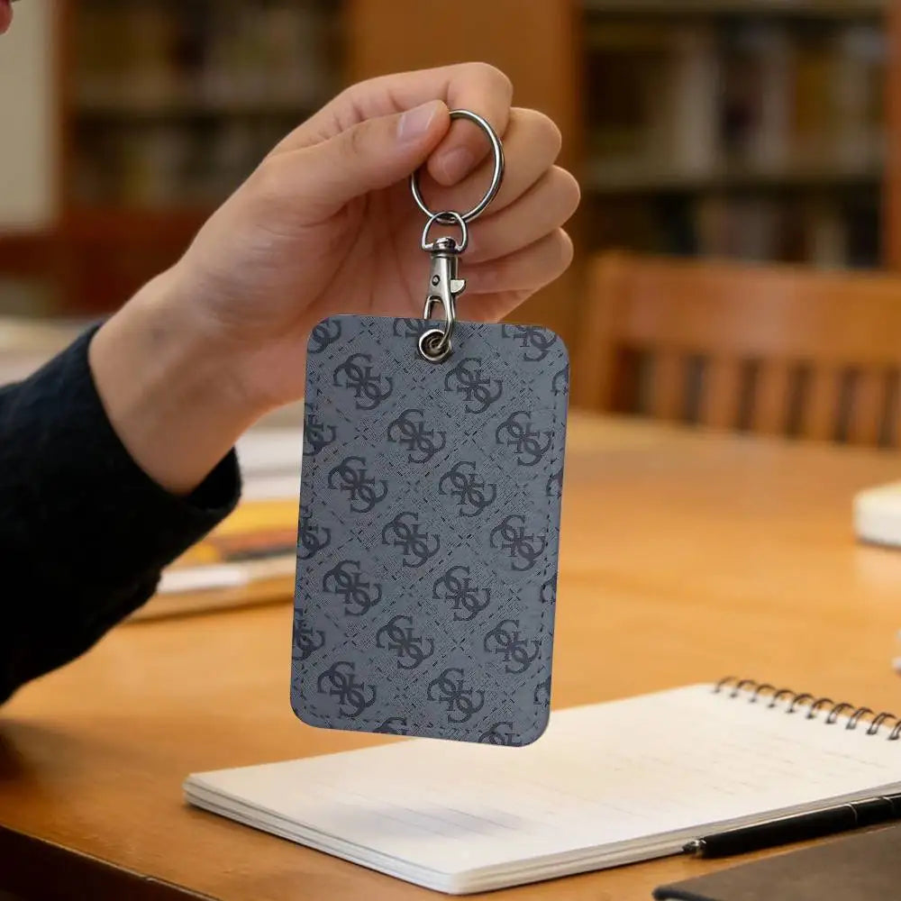 Slim Monogram Card Holder Keychain with Metal Lobster Clasp