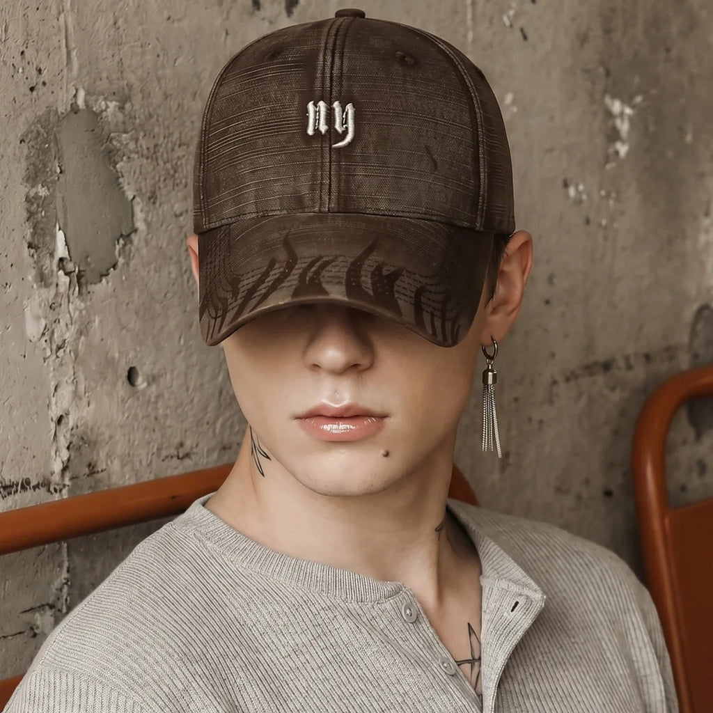 Vintage Washed Cotton Baseball Cap – Unisex Distressed Embroidered Streetwear Dad Hat